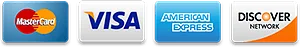 Visa, Mastercard, American Express and Discover are accepted